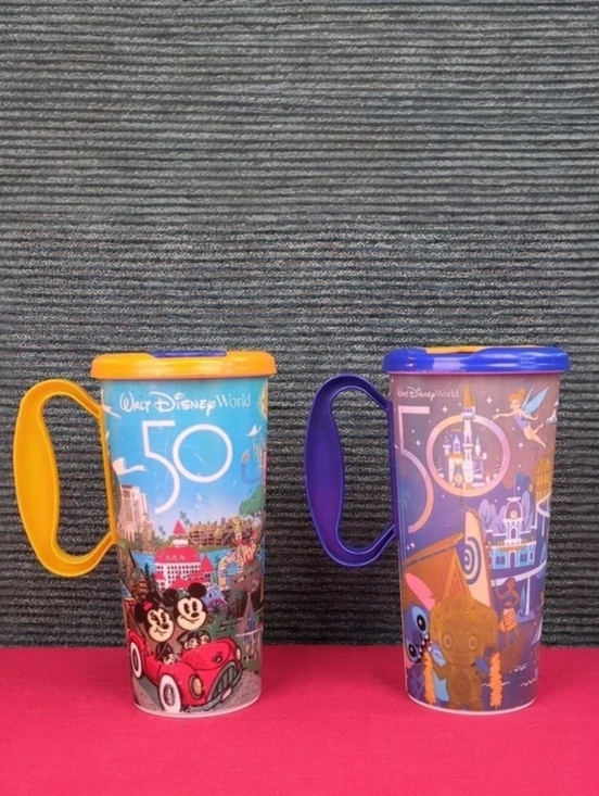 Disney Other - Two Walt Disney World 50th Anniversary Souvenir Drink Mugs/Sipper Cups 2021